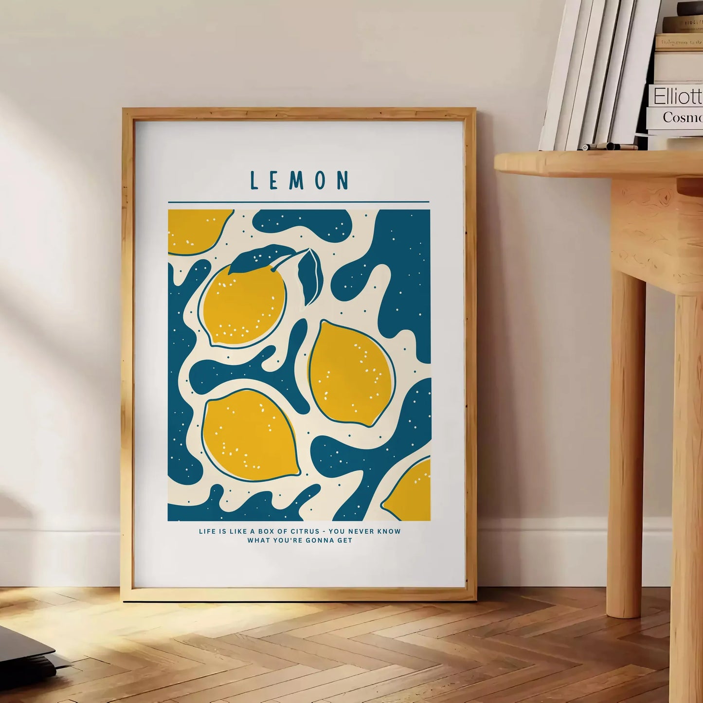 kitchen Lemon Poster stunning gray orange artwork pop color charm culinary space gift personal wall art A4 cm A0 sizes versatile decor options