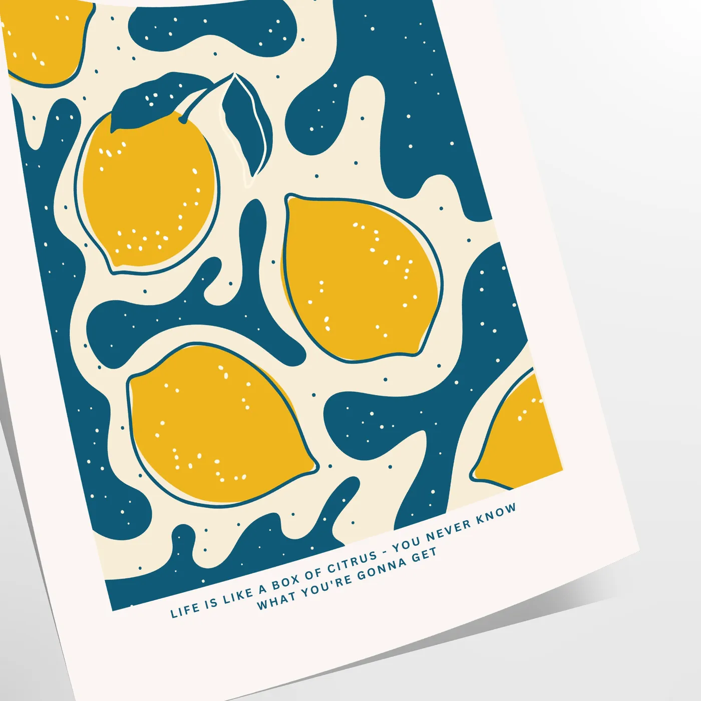 kitchen Lemon Poster stunning gray orange artwork pop color charm culinary space gift personal wall art A4 cm A0 sizes versatile decor options