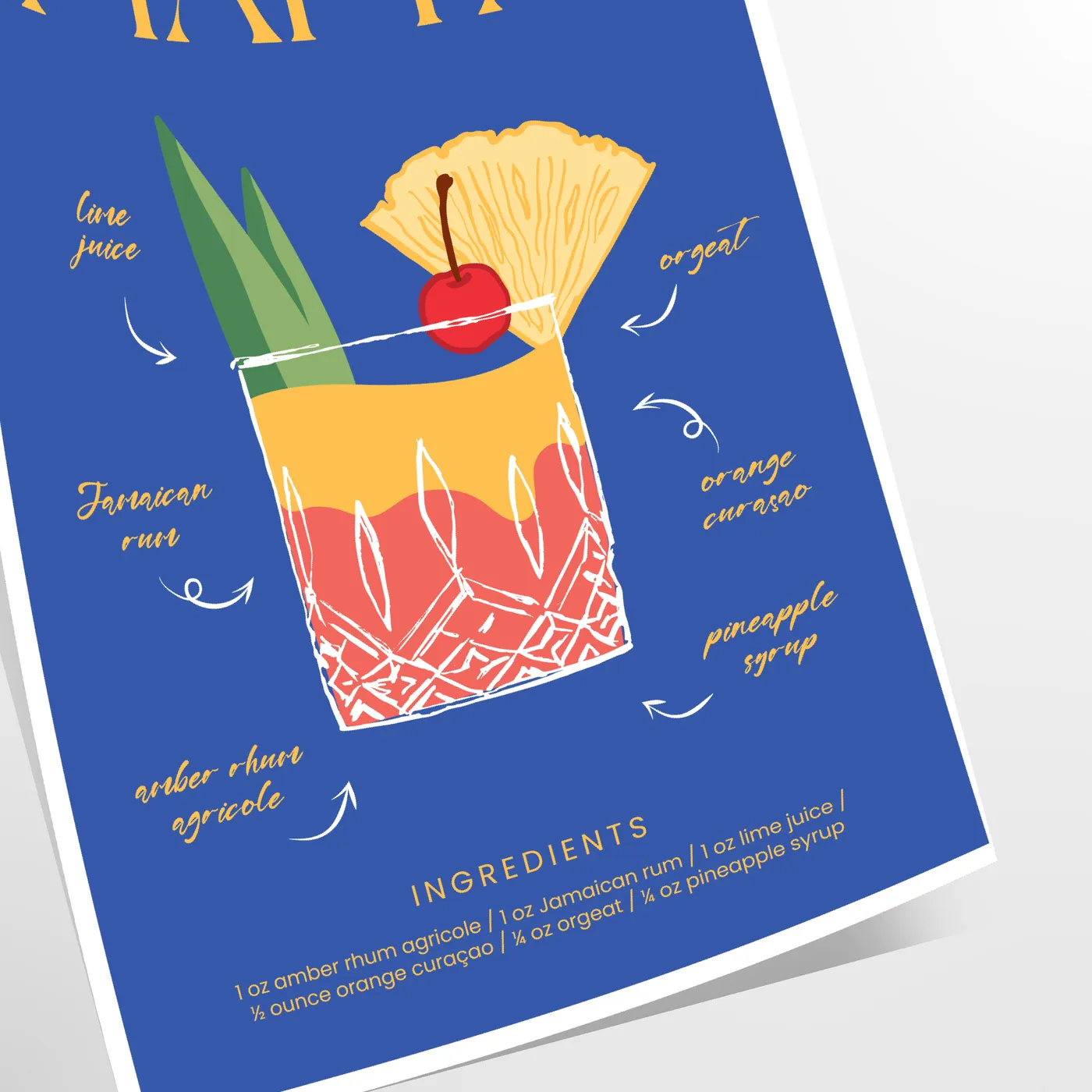 space vibrant Mai Tai cocktail poster refreshing green blue hues stunning wall art unique gift artwork lovers design enthusiasts standalone print option