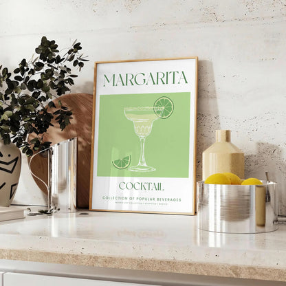 space vibrant margarita cocktail art poster refreshing green white hues wall print unique gift lovers room artwork A4 cm A0
