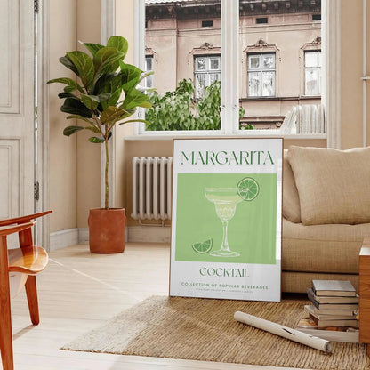 space vibrant margarita cocktail art poster refreshing green white hues wall print unique gift lovers room artwork A4 cm A0