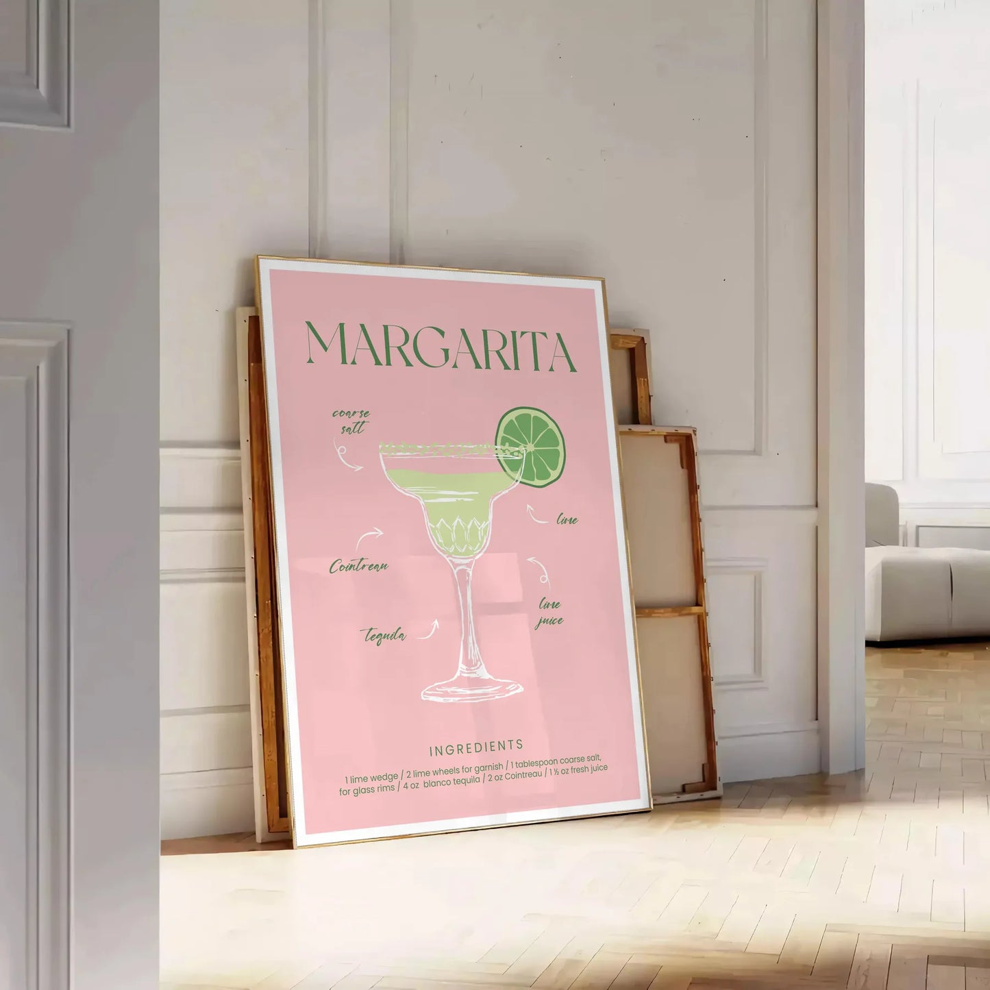 space vibrant Margarita Cocktail Poster refreshing green orange hues eye wall art perfect gift enthusiasts home decor lovers unframed options