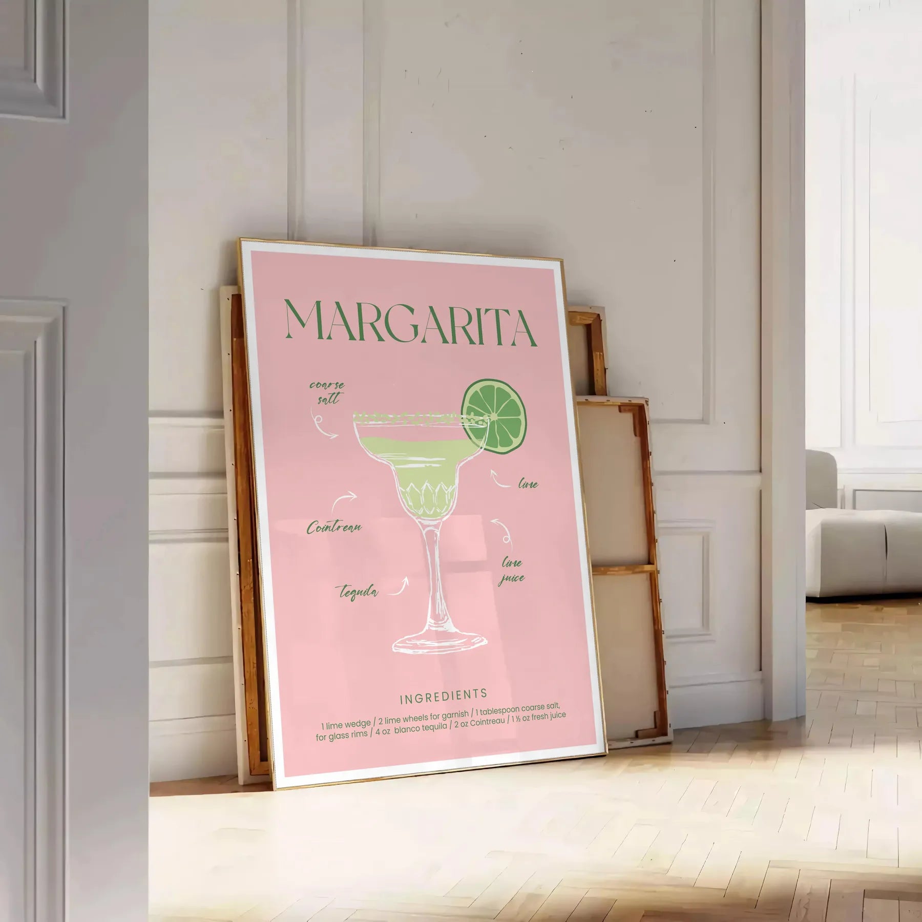 space vibrant Margarita Cocktail Poster refreshing green orange hues eye wall art perfect gift enthusiasts home decor lovers unframed options