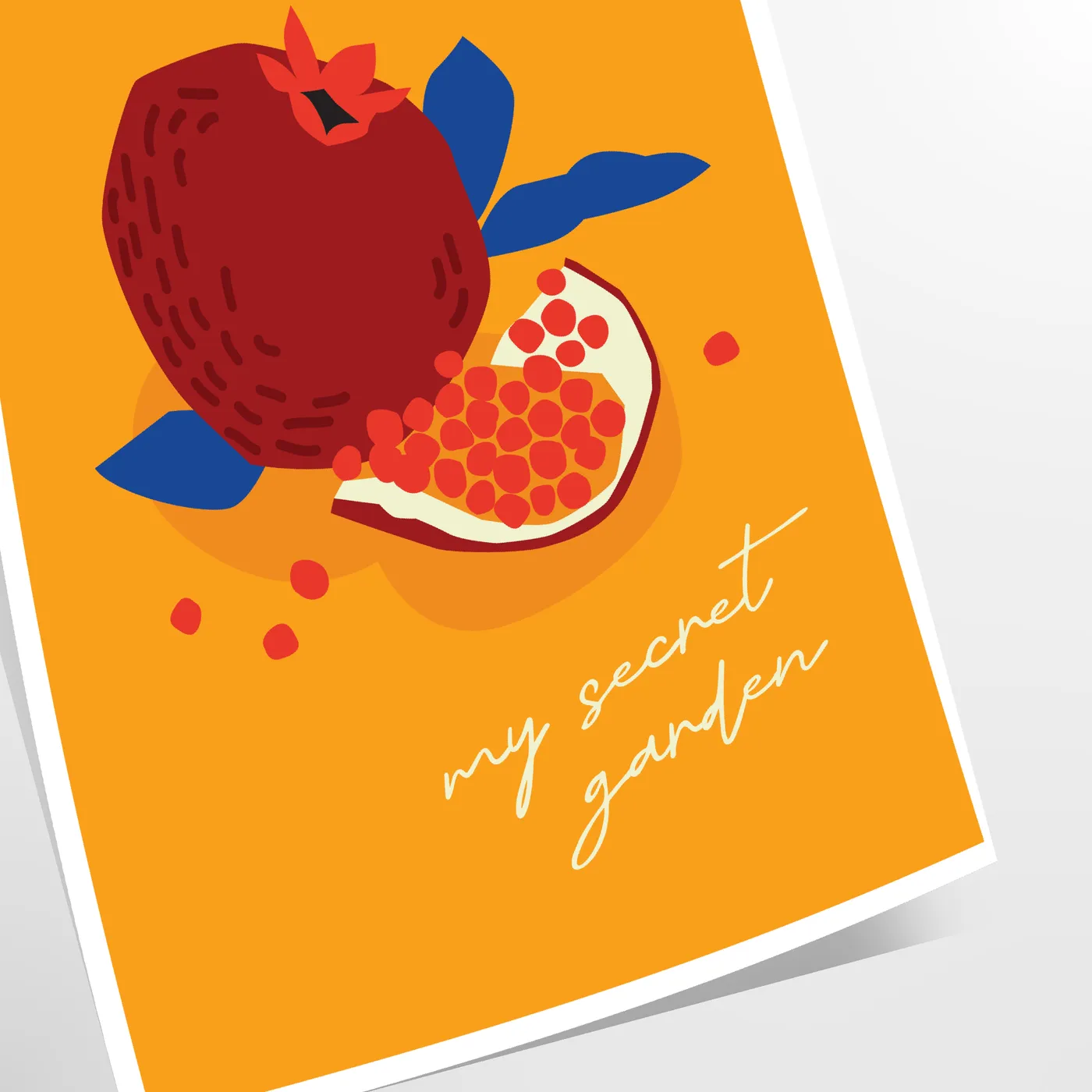 space My Secret Garden fruit poster vibrant orange blue hues captivating wall art ideal gift splash nature indoors various dimensions A4 cm A0