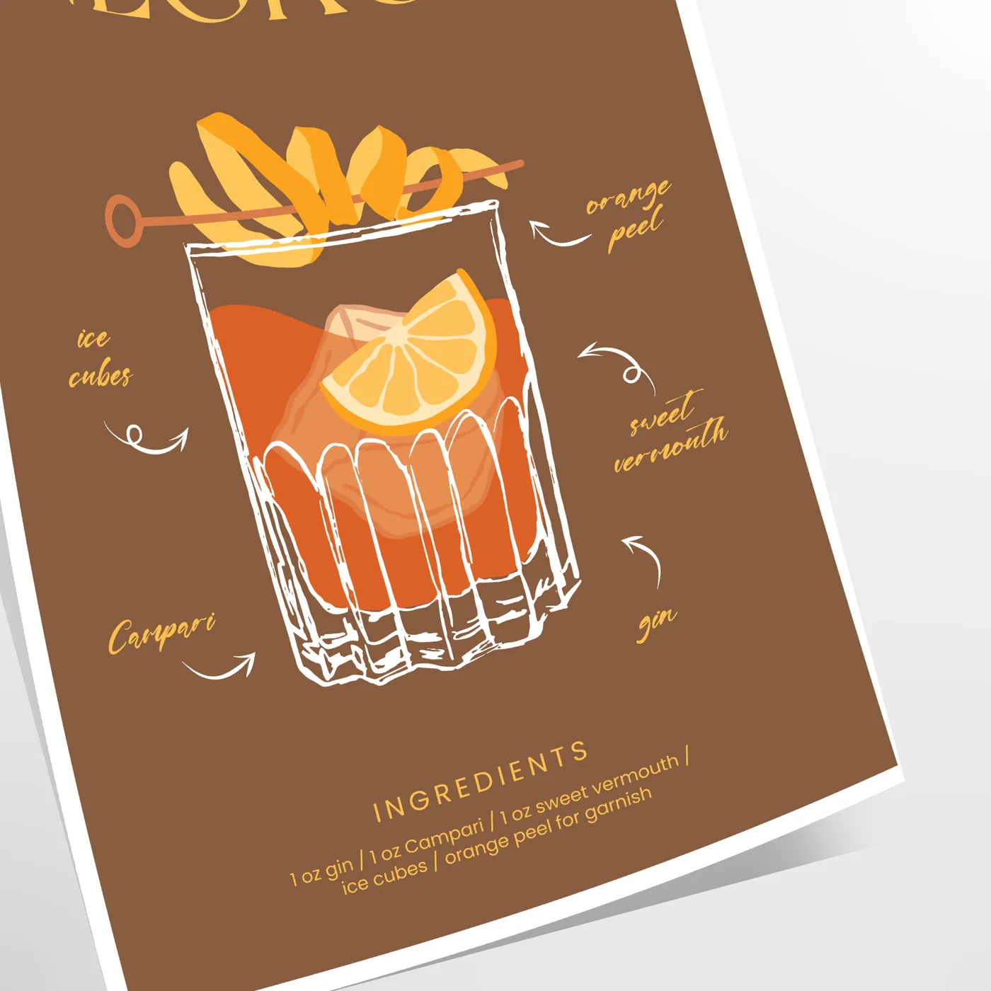 space vibrant Negroni Cocktail Art Poster green orange hues stunning print perfect wall lovers unique gift decor today available A4 cm A0
